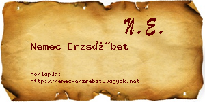 Nemec Erzsébet névjegykártya